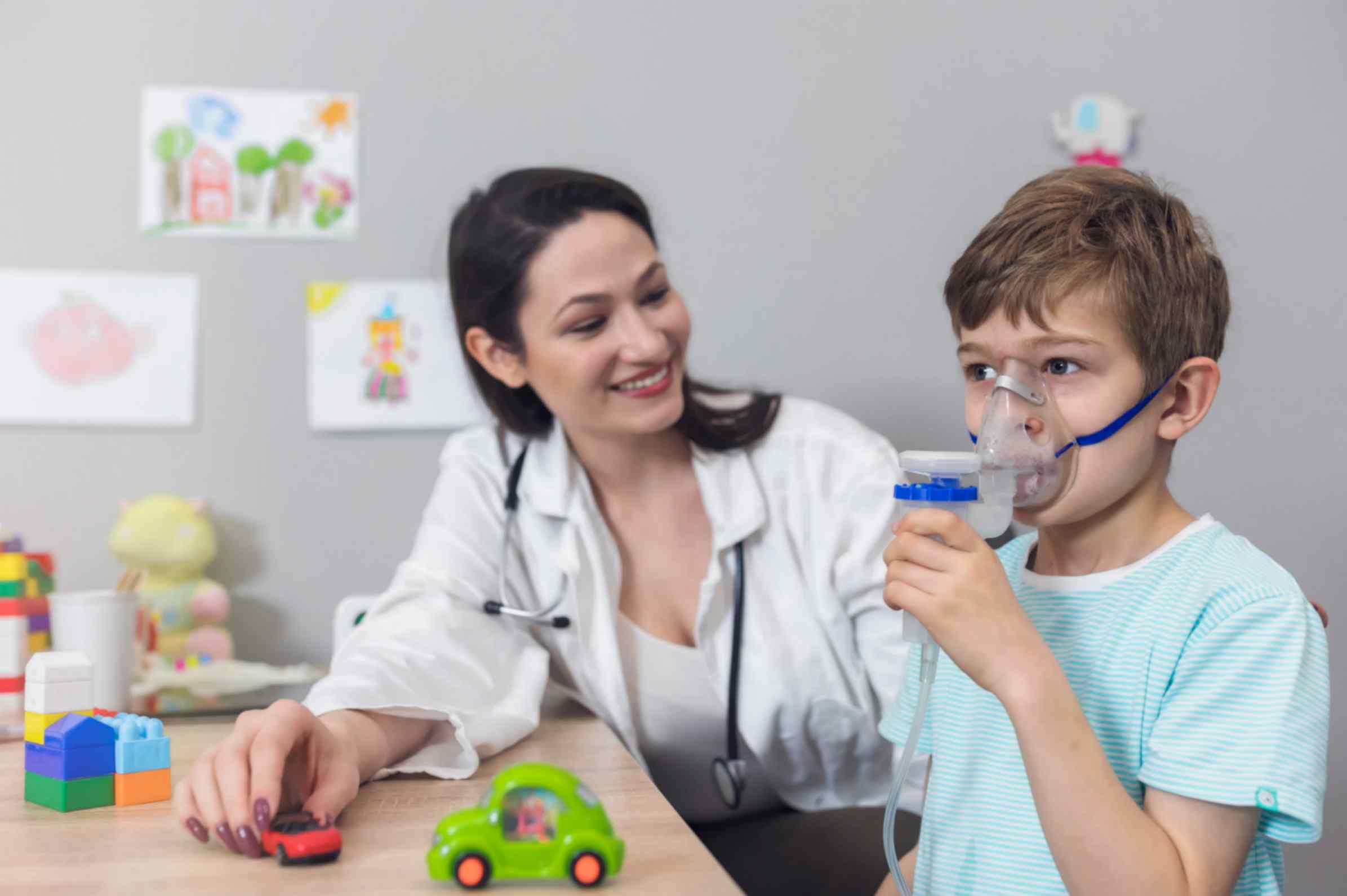 child receiving breathing treatment